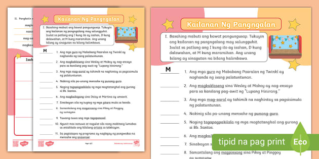 Kailanan Ng Pangngalan | Grade 1 | Twinkl - Twinkl