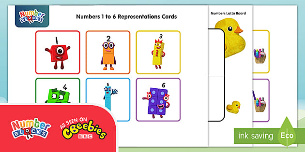 👉 Numberblocks: Numbers 1 to 6 Representations Cards