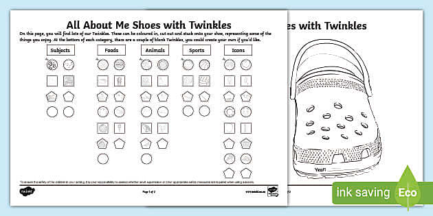 All About Me Shoes With Twinkles Teacher Made Twinkl