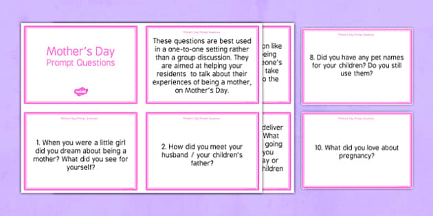 Elderly Care Mothers Day Prompt Questions Teacher Made 