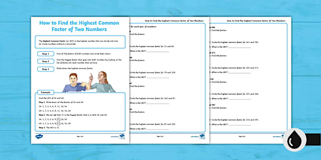 How To Find The Highest Common Factor Of Two Numbers Activity How To Find The Highest Common Factor Of Two Numbers Activity