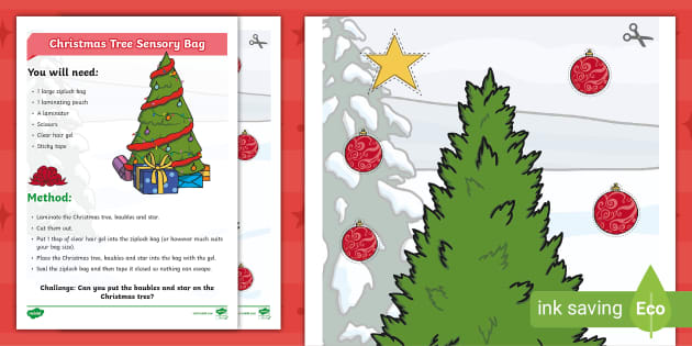 Christmas tree sensory bags - Gift of Curiosity