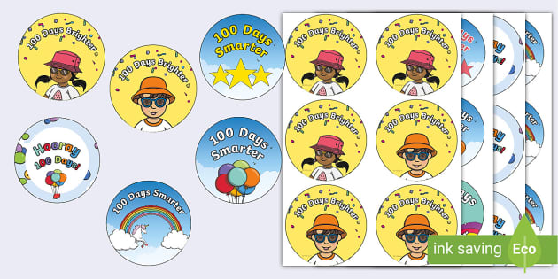 100 Days of Learning Badges (Hecho por educadores) - Twinkl