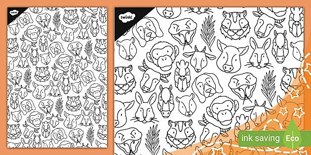 Animal Doodles Colouring Page (teacher made) - Twinkl