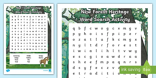Free New Forest Heritage Word Search Printable Activity