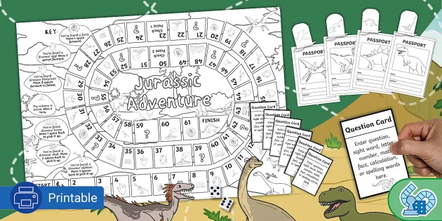 Dig that Dinosaur Game  Printable Game Boards, Skills Sheets