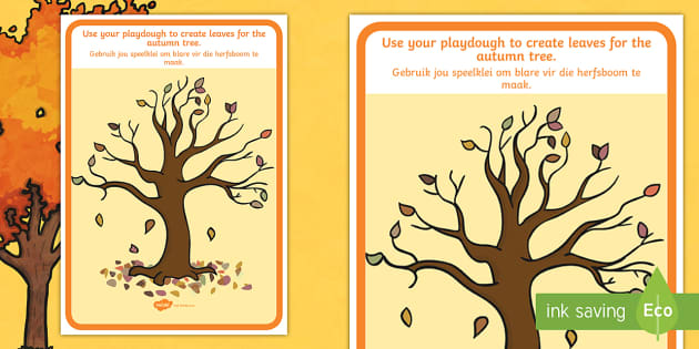 Autumn Tree Playdough Mat English Afrikaans Teacher Made