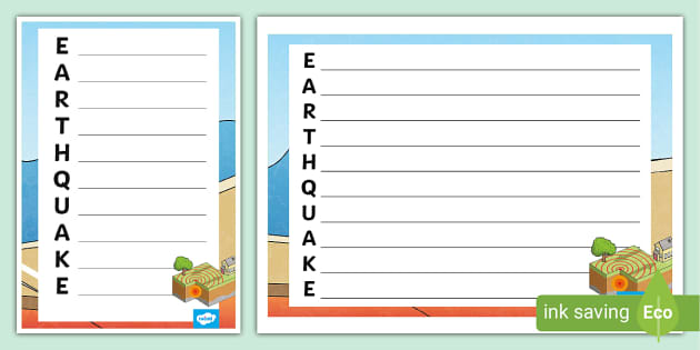 Earthquake Acrostic Poem Template | KS2 Geography - Twinkl