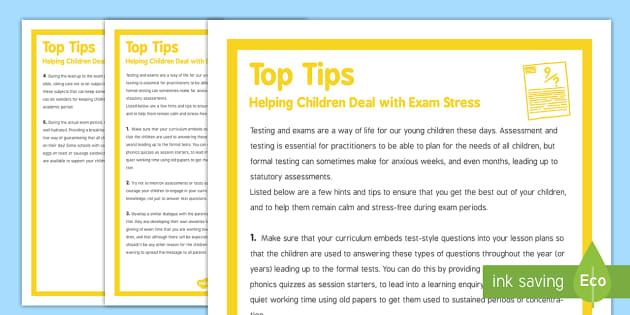 Top Tips For Helping Children Deal With Exam Stress - Twinkl