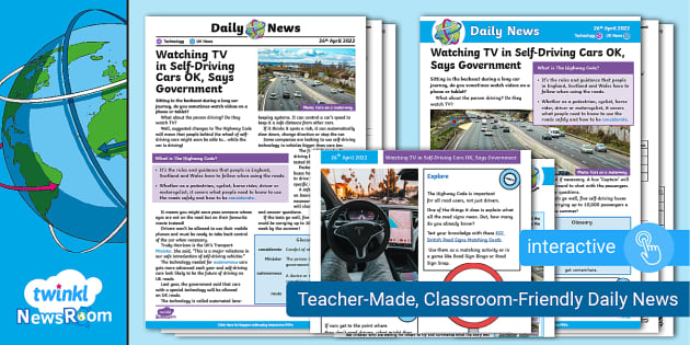 NewsRoom: Self-driving Cars News - KS2 Reading Comprehension