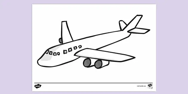 Very simple drawing of an airplane with 4 engines - Transport Kids Coloring  Pages