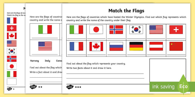 Summer Olympics Country Flag Quiz | Printable Athletic Activity Sheet |  Instant Download Sports Activity