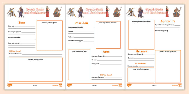 Greek God Fact File Template | Greek Mythology - Twinkl