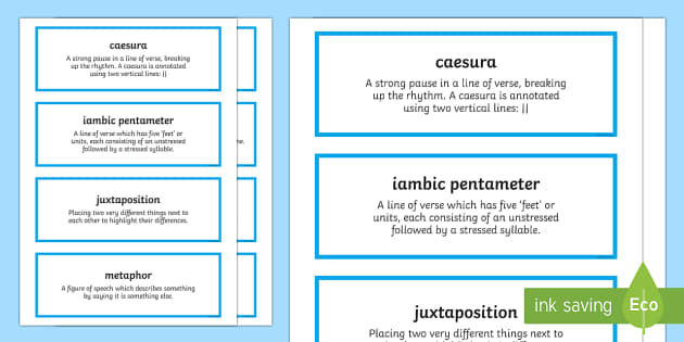 GCSE Poetry One Flesh By Elizabeth Jennings Terms For Analysis Cards