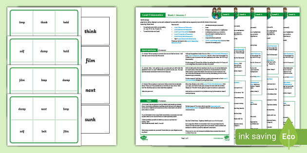KS1 Level 4 Intervention - Week 1 CVCC and CCVC Words