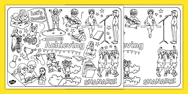 Let's Doodle About Achieving SHANARRI Colouring Pages