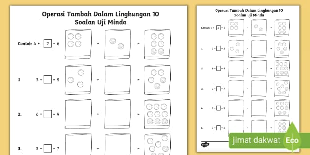 Soalan Uji Minda Operasi Tambah Dalam Lingkungan 10