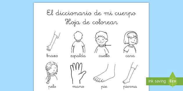 Recurso educativo: dibujo del cuerpo humano para colorear