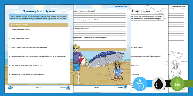 Intermediate Summertime Trivia Printable Twinkl Twinkl