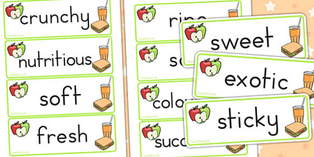 Fruit And Vegetable Descriptive Word Cards Teacher Made 7916