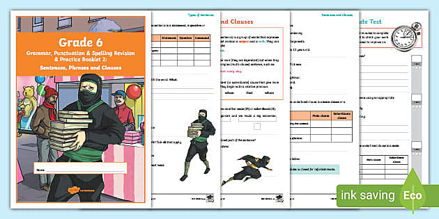 FREE! - Grade 6 Revision & Practice Booklet 2: Sentences, Phrases and ...