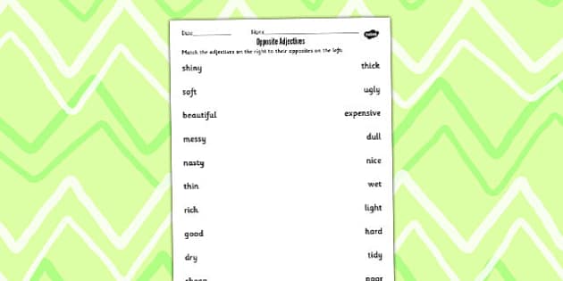 Opposites In English: Opposite Adjectives ESL Worksheet