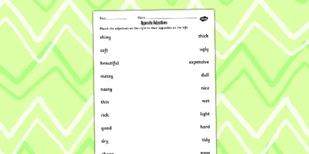 opposites in english opposite adjectives esl worksheet