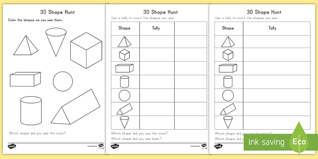3D Shape Hunt Worksheet / Worksheets (teacher made) - Twinkl