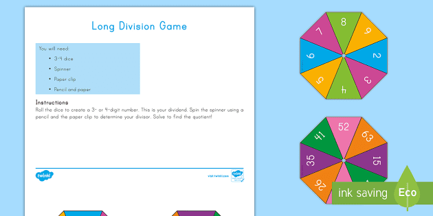 Long Division Game - Math Resource (Teacher-Made) - Twinkl