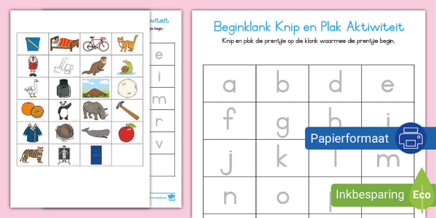 Beginklank Knip en Plak Aktiwiteit - Twinkl