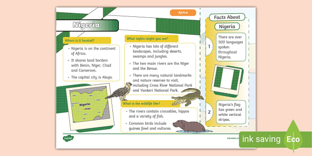 KS1 Nigeria Fact File - Geography (teacher made) - Twinkl