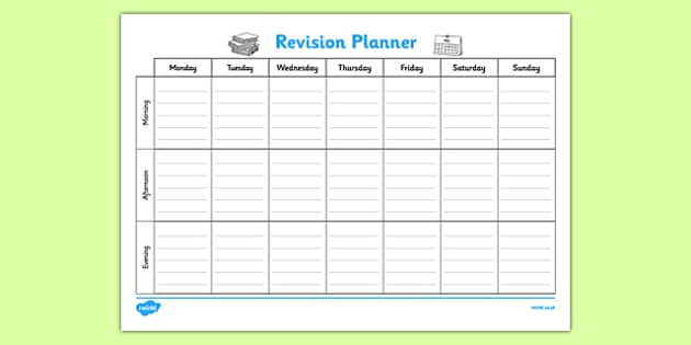 Printable Weekly Revision Planner (l'enseignant a fait)