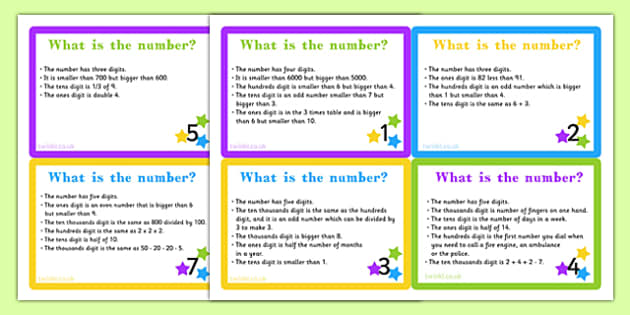 Place Value Riddle Challenge Cards - place value, card