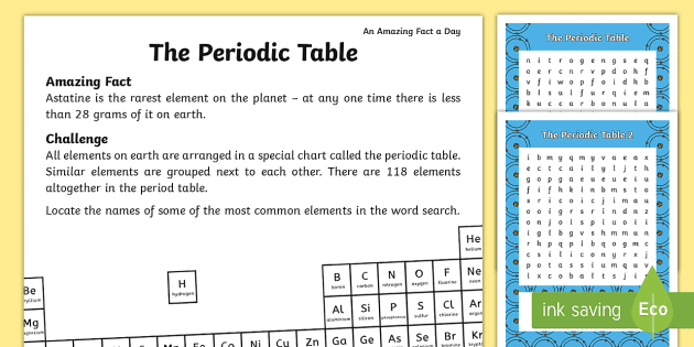 the periodic table word search teacher made