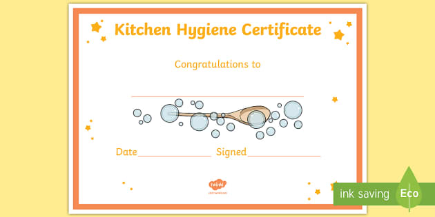 Kitchen Hygiene Certificate Teacher Made Twinkl   T2 D 145 Kitchen Hygiene Certificate Ver 1 