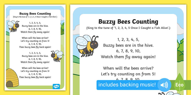 Buzzy Bees' Counting Song  Bee Nursery Rhyme - Twinkl
