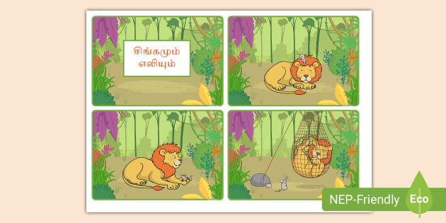 630px x 315px - Lion and the Mouse Story Sequencing in Tamil (teacher made)