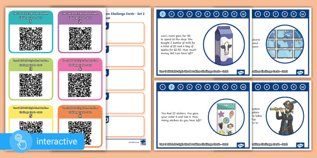 Year 3 NAPLAN-Style Word Problem Cards with QR Codes - Set 2
