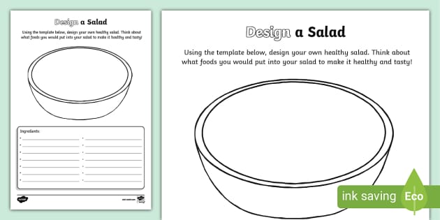 Design Your Own Salad Activity Sheet, Salad Recipe, Salad