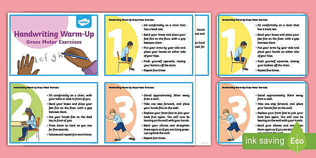 KS2 Gross Motor Handwriting Warm Up Exercises Information Cards