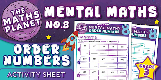 Grade 3 - Mathematics: Mental Math Order Numbers - Activity sheet (CAPS ...