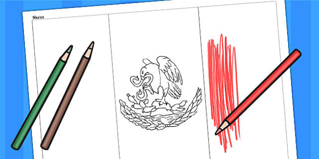flag of mexico coloring pages for kids