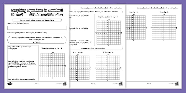 8th Gr Graphing in Standard Form Guided Notes and Practice