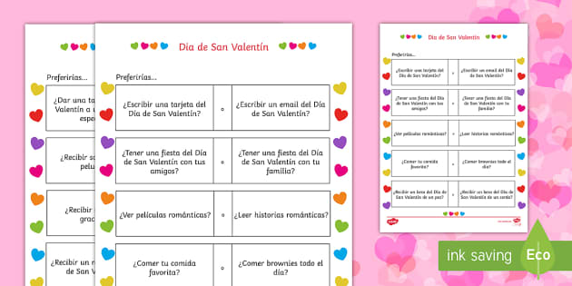 Preferirias Actividad Del Dia De San Valentin Ficha De Actividad