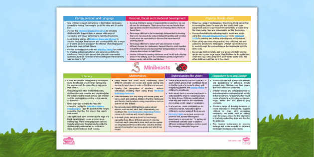 Eyfs Ages 3-4 Topic Planning Web: Minibeasts (new Eyfs 2021)