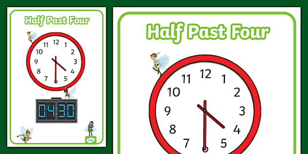 👉 Half past Four Clock Display Poster - Twinkl