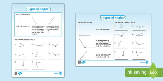 KS2 Types of Angles Worksheet (teacher made) - Twinkl