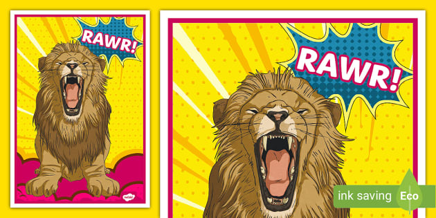 Lion Pop Art Display Poster Profesor Hizo Twinkl