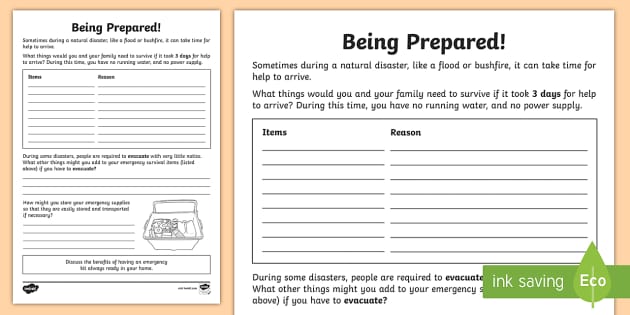 Design Your Own Emergency Kit Worksheet / Worksheets