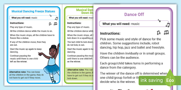 Musical Dancing Games Instructions (teacher made) - Twinkl